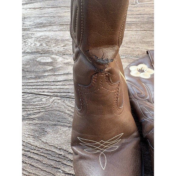 Vintage Candies Cowboy Boots Brown Embroidery Daisy Flowers Sz 9 Cute Y2K - Picture 2 of 7